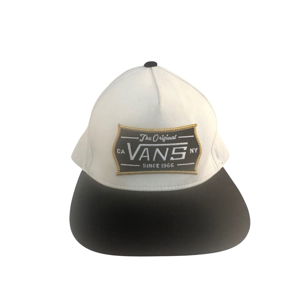 Vans Mens‎ White Black Embroidered Patch Snapback Hat OSFA